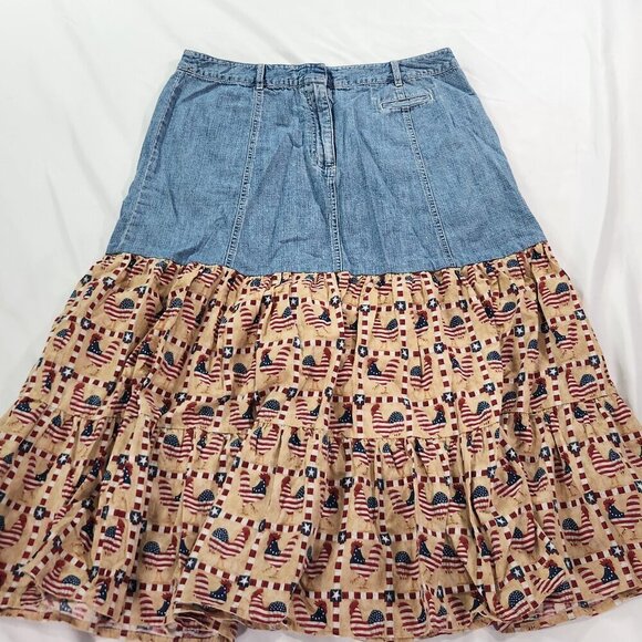 L.L. Bean Prairie Skirt with American Chickens - Picture 1 of 5